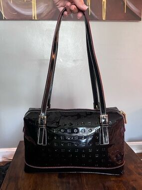 Arcadia vintage Black Patent Shoulder Bag